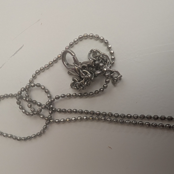 Silver Necklace with Blue and Green Accents - Picture 3 of 4